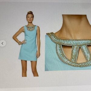 Lilly Pulitzer LANE Shorely Blue beaded shift dress